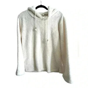 Fuzzy Hooded Sweatshirt, Size M, Cream